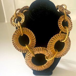 Vintage gold disc circle 70’s necklace collar bib